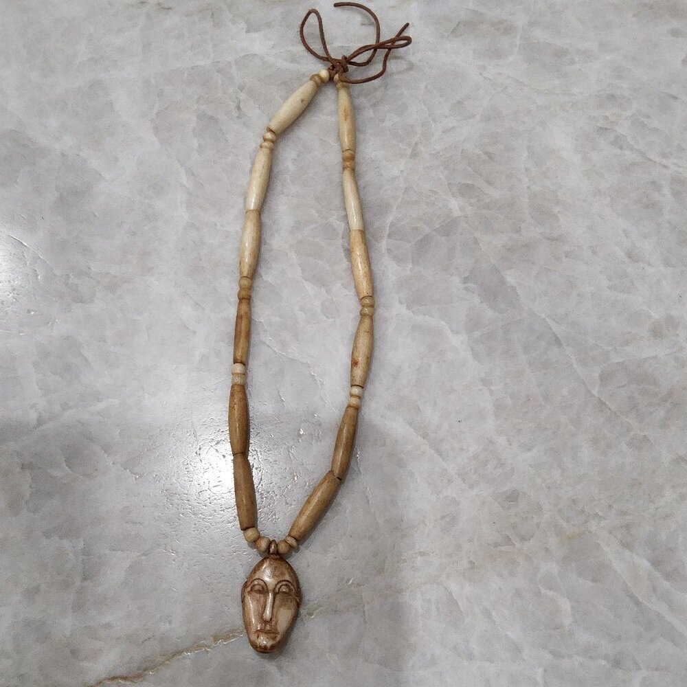Beaded Necklace Face Pendant